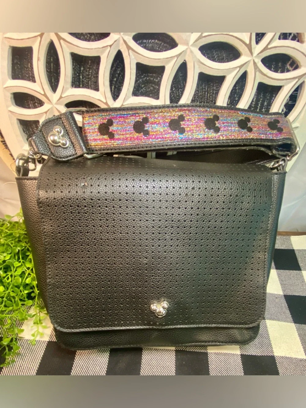 Disney Mickey Mouse Icon Square‎ Flair Crossbody Bag